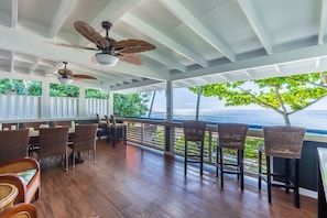 Covered lanai on main level with incredible views of Banzai Pipeline