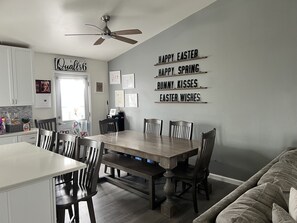 Dining Area with our favorite word shelves!