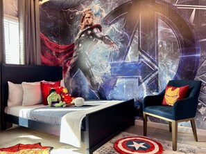 Twin bed and Avengers theme