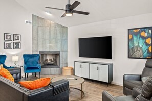 Enjoy the bright and cheery living room