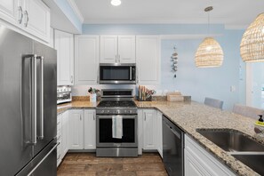 Fully stocked modern kitchen
