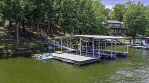 kayaks, dock and swim area
