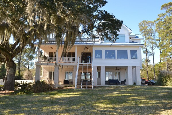 Welcome to Lighthouse at Sunbury - rental is 1st floor of this riverfront home