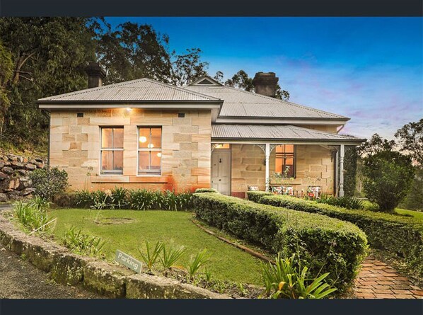 Sandstone front of the building 
