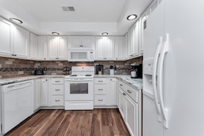 Prepping meals is convenient with all this counter space.