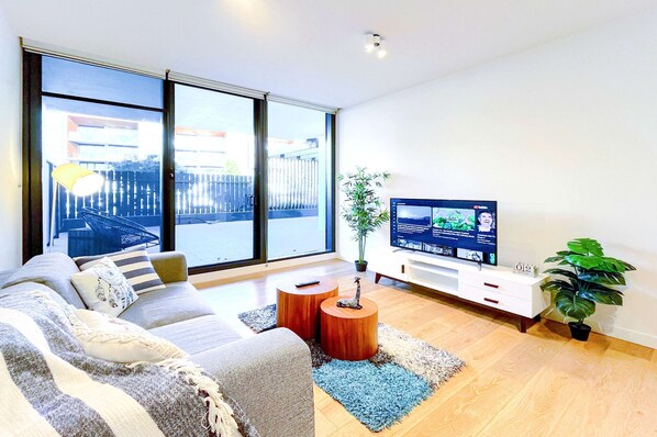 Bright living area with Smart TV