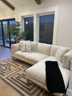 Comfy chaise lounge in living room