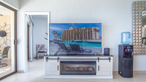 TV, electric fireplace