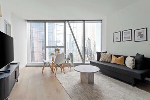 A sleek and upscale interior design.