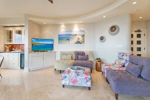 Open and inviting layout seamlessly blends Maui`s natural beauty indoors