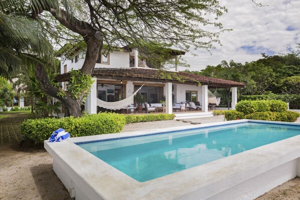 Spacious outdoor area with pool