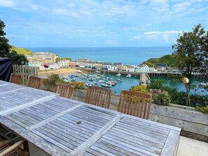 Outside seating area overlooking Ilfraombe's Harbour