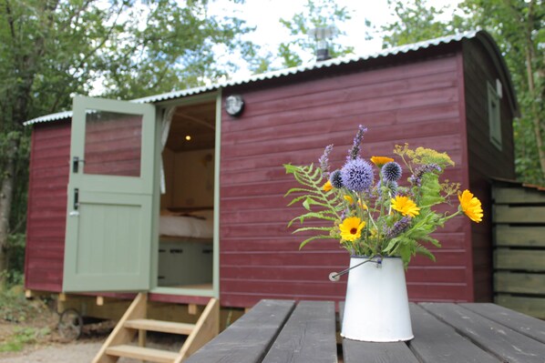 Hut with flowers