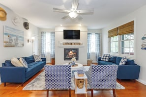 Enjoy a movie or a great book in this comfy living room