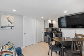 Open living room/kitchen makes entertaining easy.