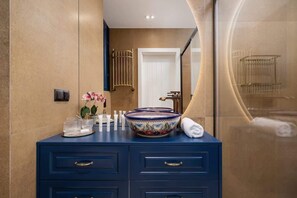 Bathroom with a shower and toilet