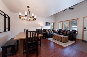 Main Living and Dining Spaces (TV w/cable and wood burning fireplace)