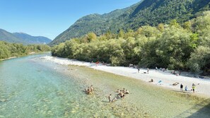 Beach at the Soca river on 300 m