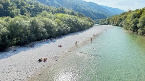 Beach at the Soca river on 300 m