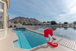 swimming in a heated pool with a view!