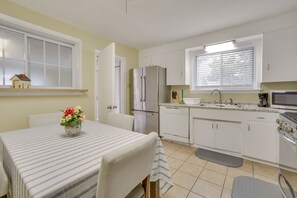 Dining Area & Kitchen | Single-Story Duplex Home | Drip Coffee Pot