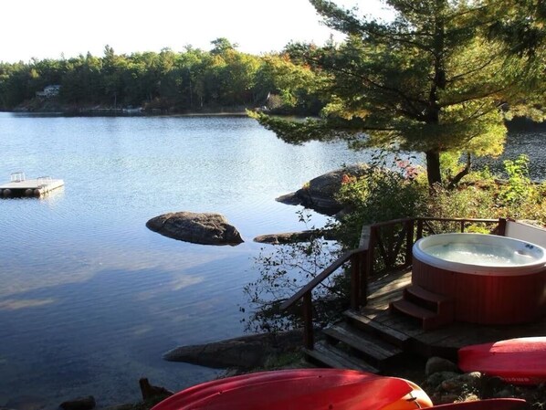 hot tub at water's edge