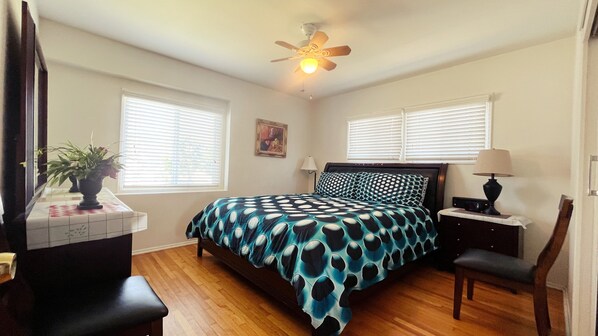 master bedroom with king size bed, LCD TV