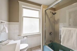 The shared full bathroom is on the same floor of your room.
