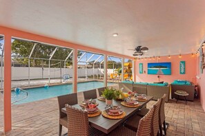 Covered Pool Patio & Dining Area