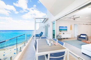 Private furnished balcony. 