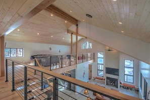 Upstairs loft with second living area and game table