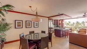 Spacious dining area with elegant furnishings, perfect for memorable meals.