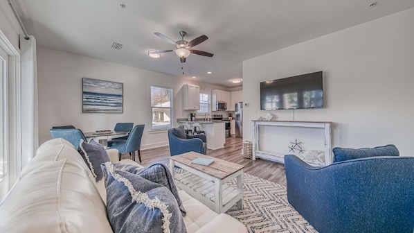 Living room with large flat screen TV