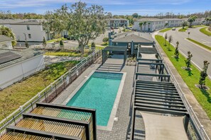 Resort pool and grill... one minute walk! We provide the pool towels!!