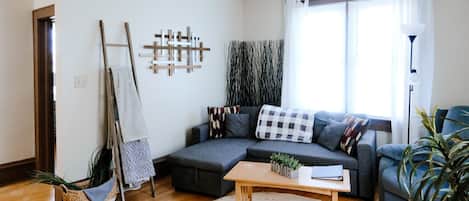 Elegant and cozy—relax in this stylish living space after a day of adventure.