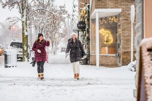 Charming snowy streets—winter magic!