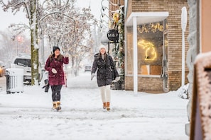 Charming snowy streets—winter magic!