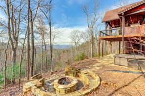 Wood-Burning Fire Pit | Private Hot Tub | 2-Story Cabin | 7 Mi to Downtown