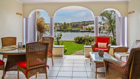 Patio, great place to soak in the views and watch the boats go by.