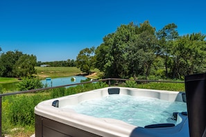 Private hot tub overlooking farmland and the countryside