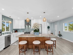 Large Kitchen Island with 4 bar stools