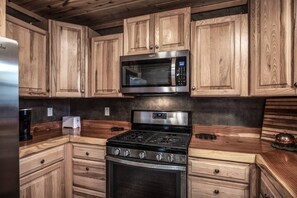Natural gas stove, traditional coffee maker and keurig with coffee for both.  