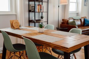 Modern dining room and adjoining open living room