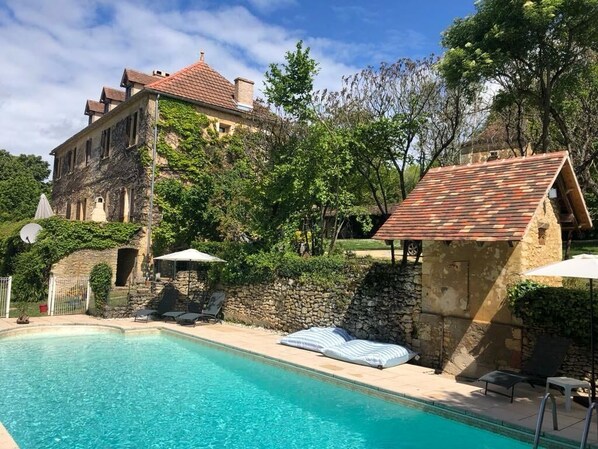 Relax by the private pool