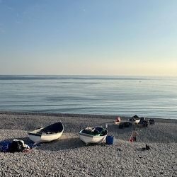 Chesil Beach, stretching to Portland