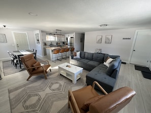 Open concept living space and kitchen