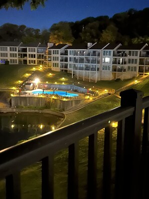 View from the deck of the cove pool and hot tub.