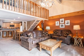 Living Room, Flatscreen TV, Wood Burning Fireplace