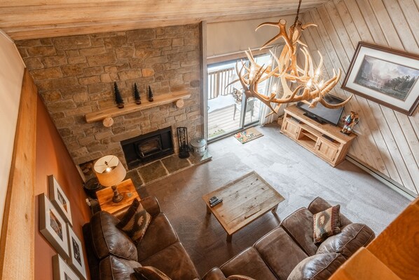 Living Room, Flatscreen TV, Wood Burning Fireplace