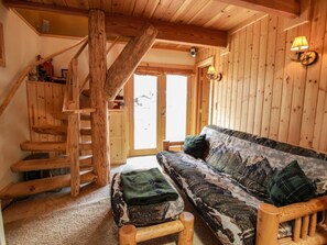 Rustic wooden staircase